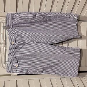 Ralph Lauren Sport Ladies Blue And White Striped Seersucker Bermuda Shorts Sz 10